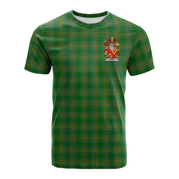 Ewing Irish Clan Tartan Cotton T-shirt with Coat of Arms