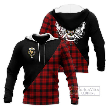 Ewing Tartan Knitted Hoodie with Family Crest and Military Logo Style