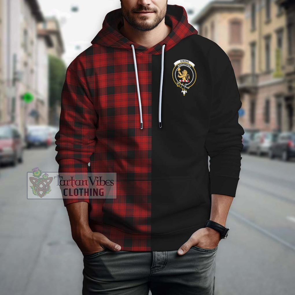 Ewing Tartan Hoodie with Family Crest and Half Of Me Style Zip Hoodie - Tartanvibesclothing Shop