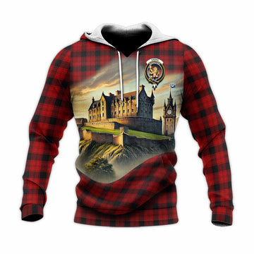 Ewing Tartan Family Crest Knitted Hoodie with Scottish Ancient Castle Style Unisex Knitted Pullover Hoodie - Tartan Vibes Clothing