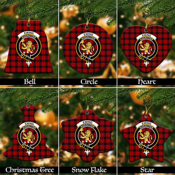 Ewing Tartan Christmas Ceramic Ornaments with Family Crest