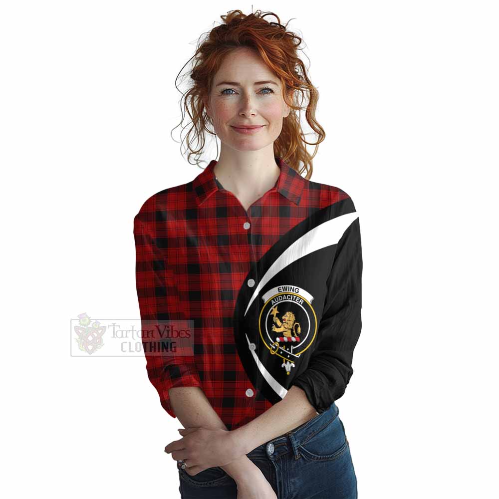 Tartan Vibes Clothing Ewing Tartan Women's Casual Shirt with Family Crest Circle Style