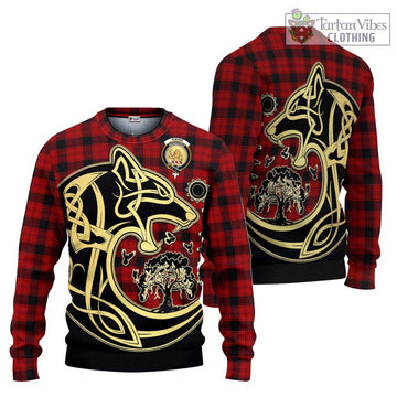 Ewing Tartan Ugly Sweater with Family Crest Celtic Wolf Style