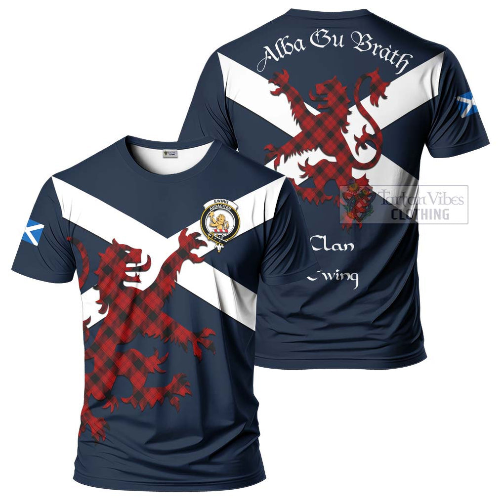 Tartan Vibes Clothing Ewing Tartan Lion Rampant T-Shirt – Proudly Display Your Heritage with Alba Gu Brath and Clan Name