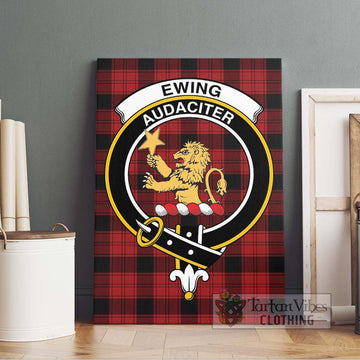 Ewing Tartan Canvas Print Wall Art with Family Crest