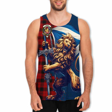 Ewing Tartan Family Crest Men's Tank Top with Scottish Majestic Lion