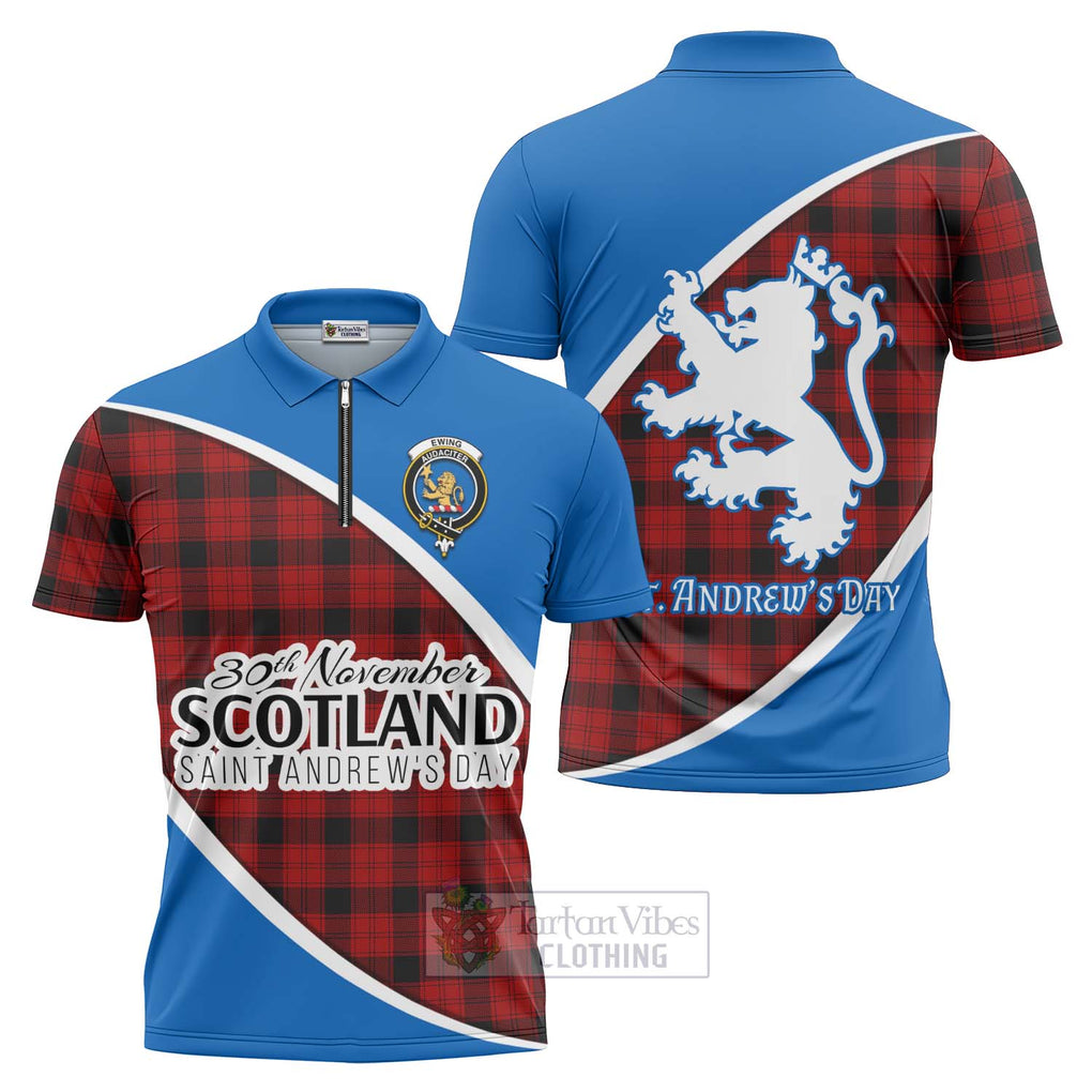 Tartan Vibes Clothing Ewing Family Crest Tartan Zipper Polo Shirt Celebrate Saint Andrew's Day in Style