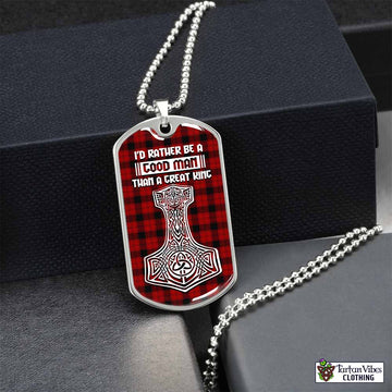 Ewing Tartan Dog Tag Necklace Viking Mjolnir Style