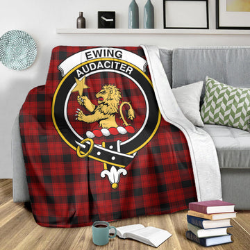 Ewing Tartan Blanket with Family Crest