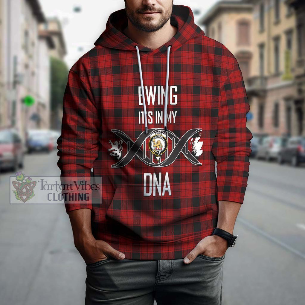 Ewing Tartan Hoodie with Family Crest DNA In Me Style Pullover Hoodie - Tartanvibesclothing Shop