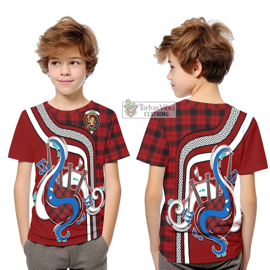 Tartan Vibes Clothing Ewing Tartan Kid T-Shirt with Epic Bagpipe Style