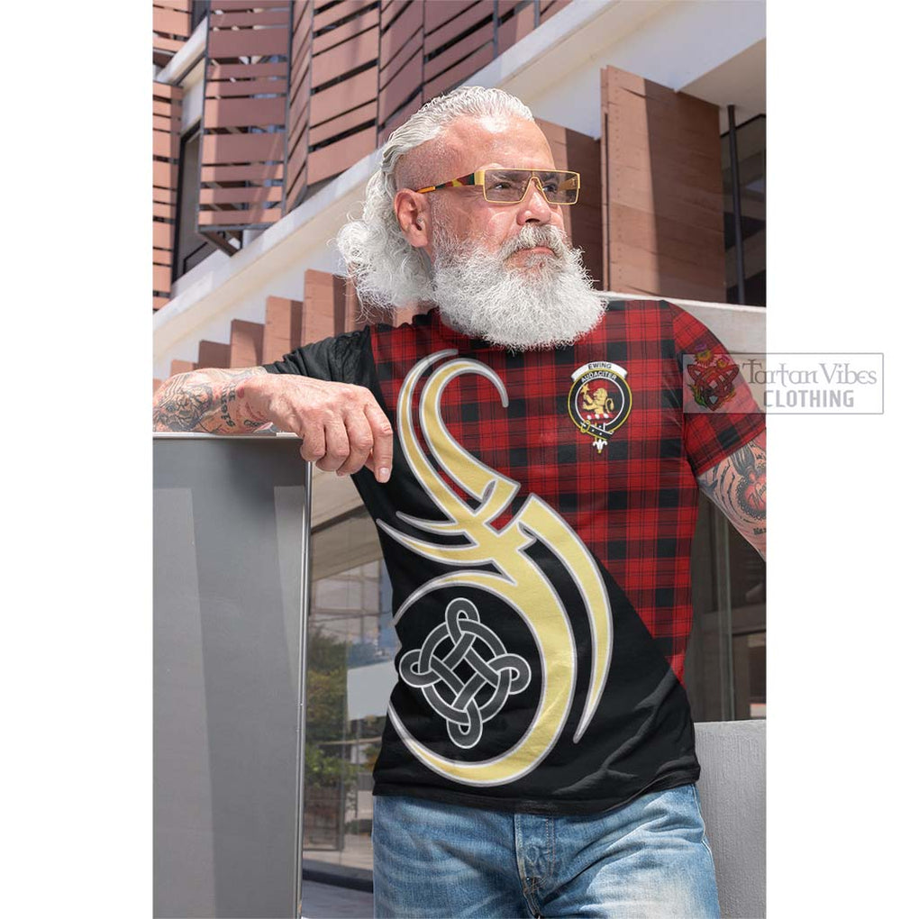 Tartan Vibes Clothing Ewing Tartan Cotton T-shirt with Family Crest and Celtic Symbol Style