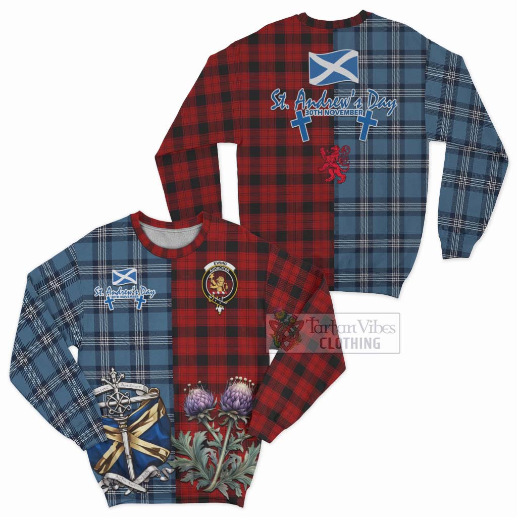 Tartan Vibes Clothing Ewing Tartan Sweatshirt Happy St. Andrew's Day Half Tartan Style