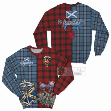 Ewing Tartan Sweatshirt Happy St. Andrew's Day Half Tartan Style