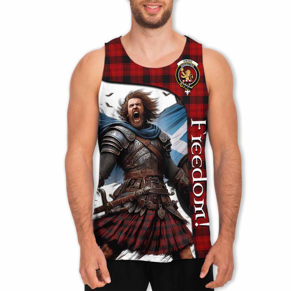 Tartan Vibes Clothing Ewing Crest Tartan Men's Tank Top Inspired by the Freedom of Scottish Warrior