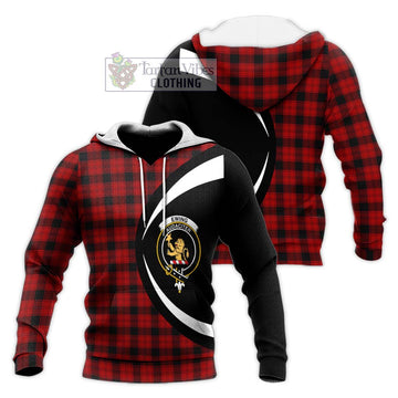 Ewing Tartan Knitted Hoodie with Family Crest Circle Style