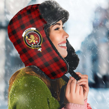 Ewing Tartan Winter Trapper Hat with Family Crest