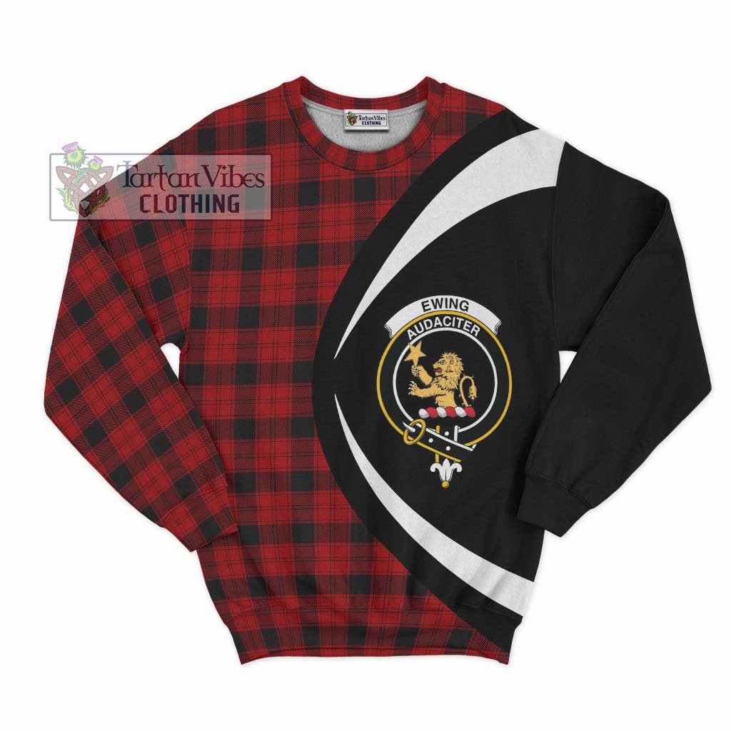 Ewing Tartan Sweatshirt with Family Crest Circle Style Unisex - Tartan Vibes Clothing