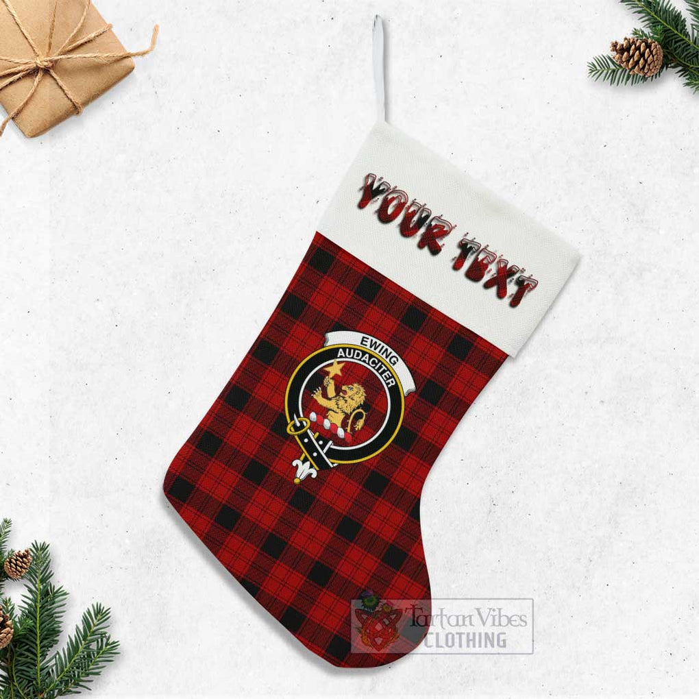 Tartan Vibes Clothing Ewing Tartan Family Crest Christmas Stocking with Personalized Text