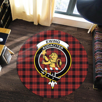 Ewing Tartan Round Rug with Family Crest