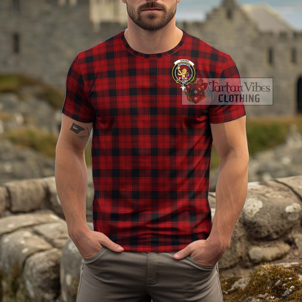 Ewing Tartan Cotton T-Shirt with Family Crest Men's Shirt - Tartanvibesclothing Shop