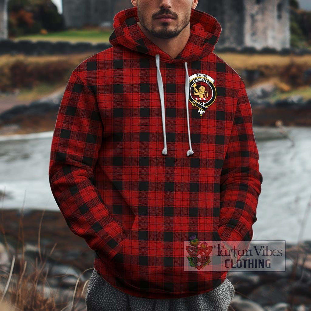 Ewing Tartan Cotton Hoodie with Family Crest Pullover Hoodie XS - Tartan Vibes Clothing