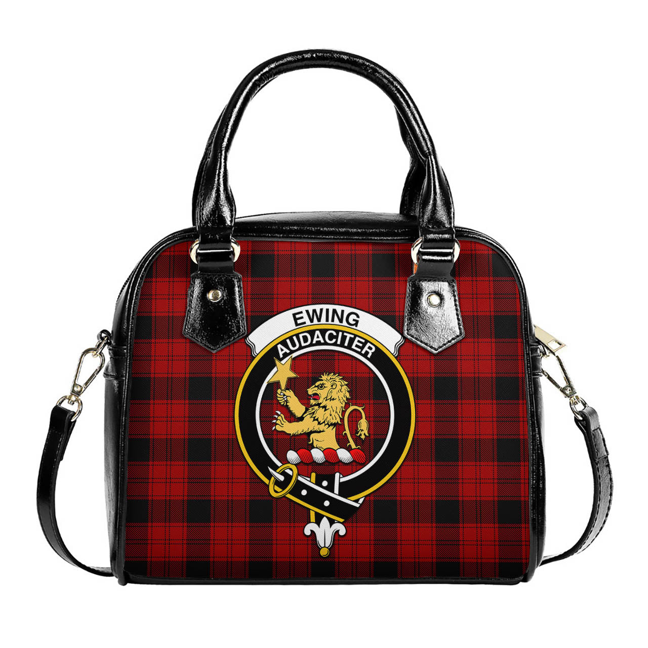 Ewing Tartan Shoulder Handbags with Family Crest One Size 6*25*22 cm - Tartanvibesclothing
