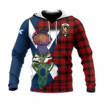 Ewing Tartan Family Crest Knitted Hoodie Scottish Thistle Celtic Inspired Unisex Knitted Pullover Hoodie - Tartan Vibes Clothing