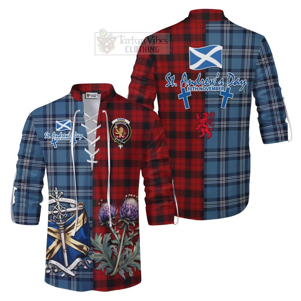 Tartan Vibes Clothing Ewing Tartan Ghillie Kilt Shirt Happy St. Andrew's Day Half Tartan Style