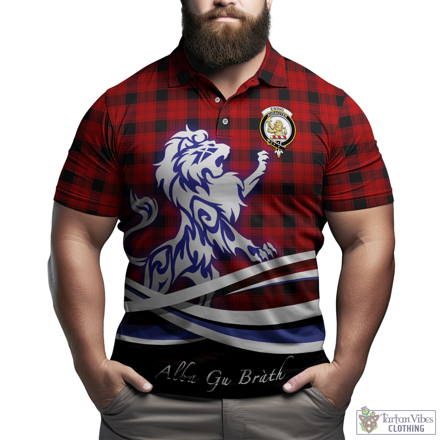 ewing-tartan-polo-shirt-with-alba-gu-brath-regal-lion-emblem