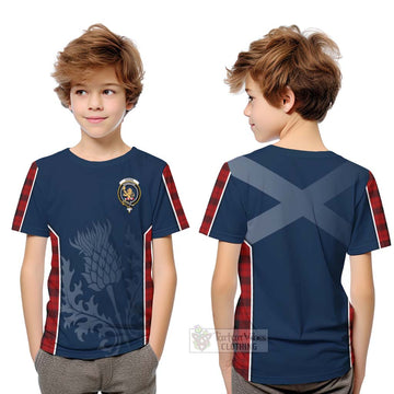 Ewing Tartan Kid T-Shirt with Family Crest and Scottish Thistle Vibes Sport Style