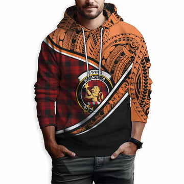 Ewing Crest Tartan Hoodie with Polynesian Vibes Style - Orange Version