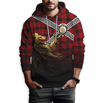 Ewing Crest Tartan Hoodie with Golden Lion Emblem Celtic Style Pullover Hoodie - Tartan Vibes Clothing