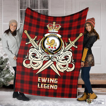 Ewing Tartan Blanket with Clan Crest and the Golden Sword of Courageous Legacy