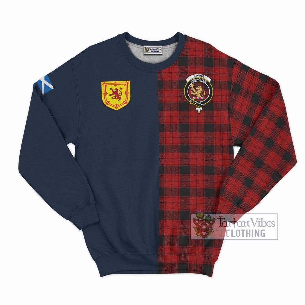 Tartan Vibes Clothing Ewing Tartan Sweatshirt with Scottish Lion Royal Arm Half Style