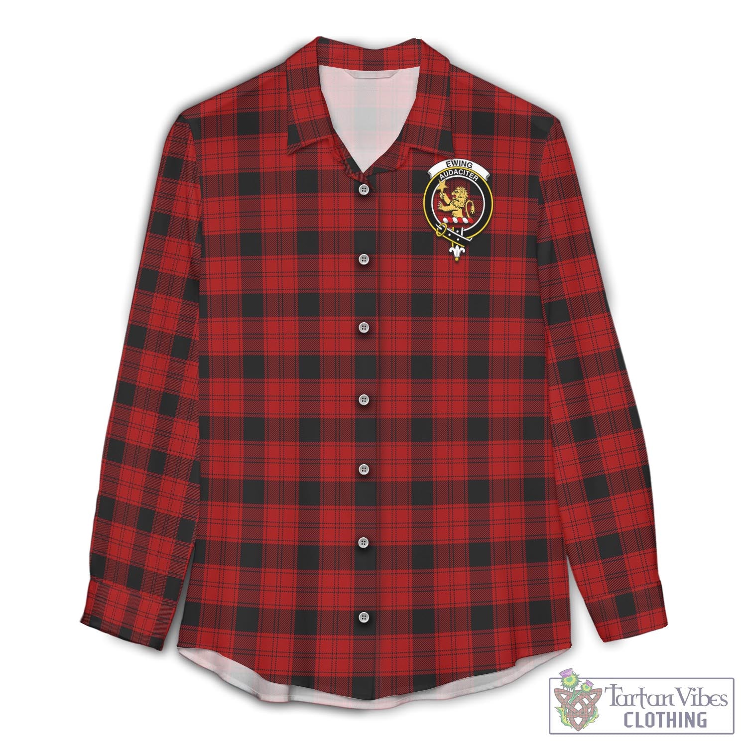 Tartan Vibes Clothing Ewing Tartan Womens Casual Shirt with Family Crest