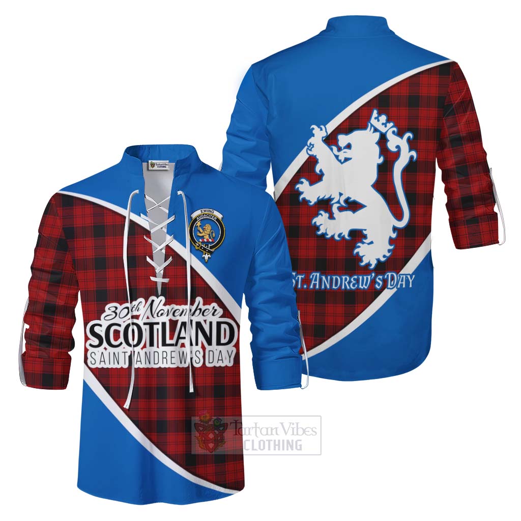 Tartan Vibes Clothing Ewing Family Crest Tartan Ghillie Kilt Shirt Celebrate Saint Andrew's Day in Style