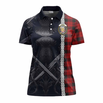 Ewing Tartan Women's Polo Shirt with Family Crest Cross Sword Thistle Celtic Vibes