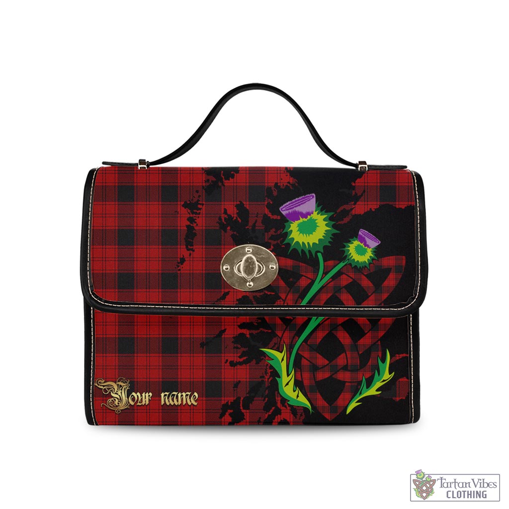 Tartan Vibes Clothing Ewing Tartan Waterproof Canvas Bag with Scotland Map and Thistle Celtic Accents