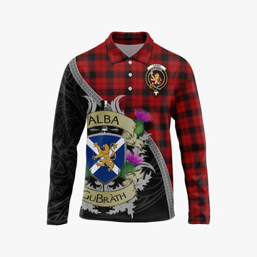 Ewing Tartan Family Crest Long Sleeve Polo Shirt Lion Rampant Royal Thistle Shield Celtic Inspired Unisex - Tartan Vibes Clothing
