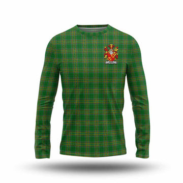 Ewing Irish Clan Tartan Long Sleeve T-Shirt with Coat of Arms