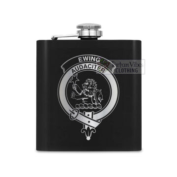 Ewing Crest Hip Flask Set 7oz Black Stainless Steel with A Gift Box One Size 7oz - 2D-tartanvibesclothing
