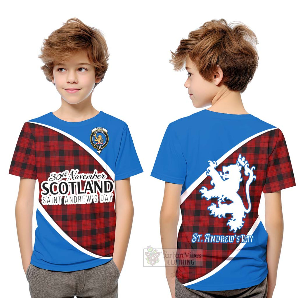 Tartan Vibes Clothing Ewing Family Crest Tartan Kid T-Shirt Celebrate Saint Andrew's Day in Style