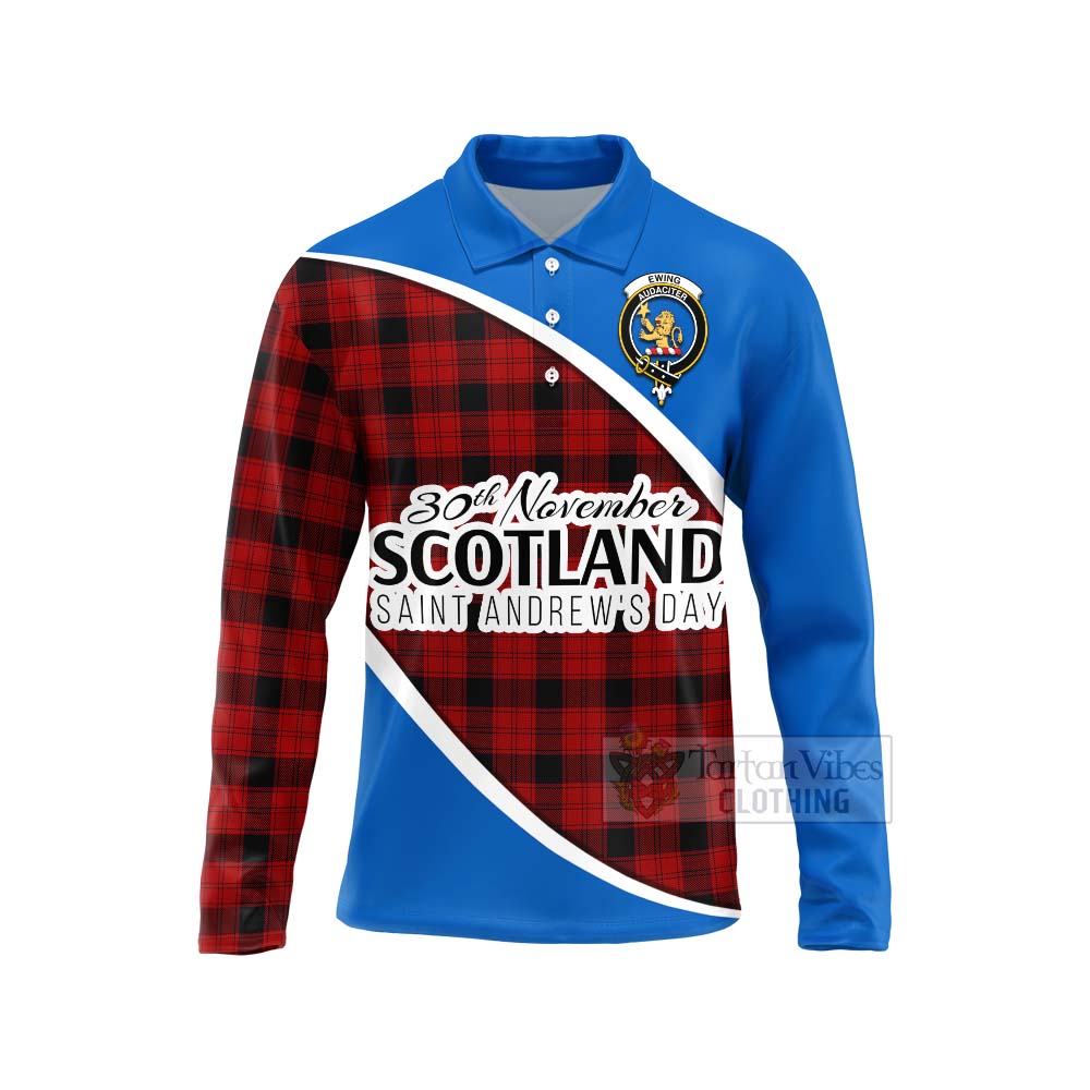 Tartan Vibes Clothing Ewing Family Crest Tartan Long Sleeve Polo Shirt Celebrate Saint Andrew's Day in Style