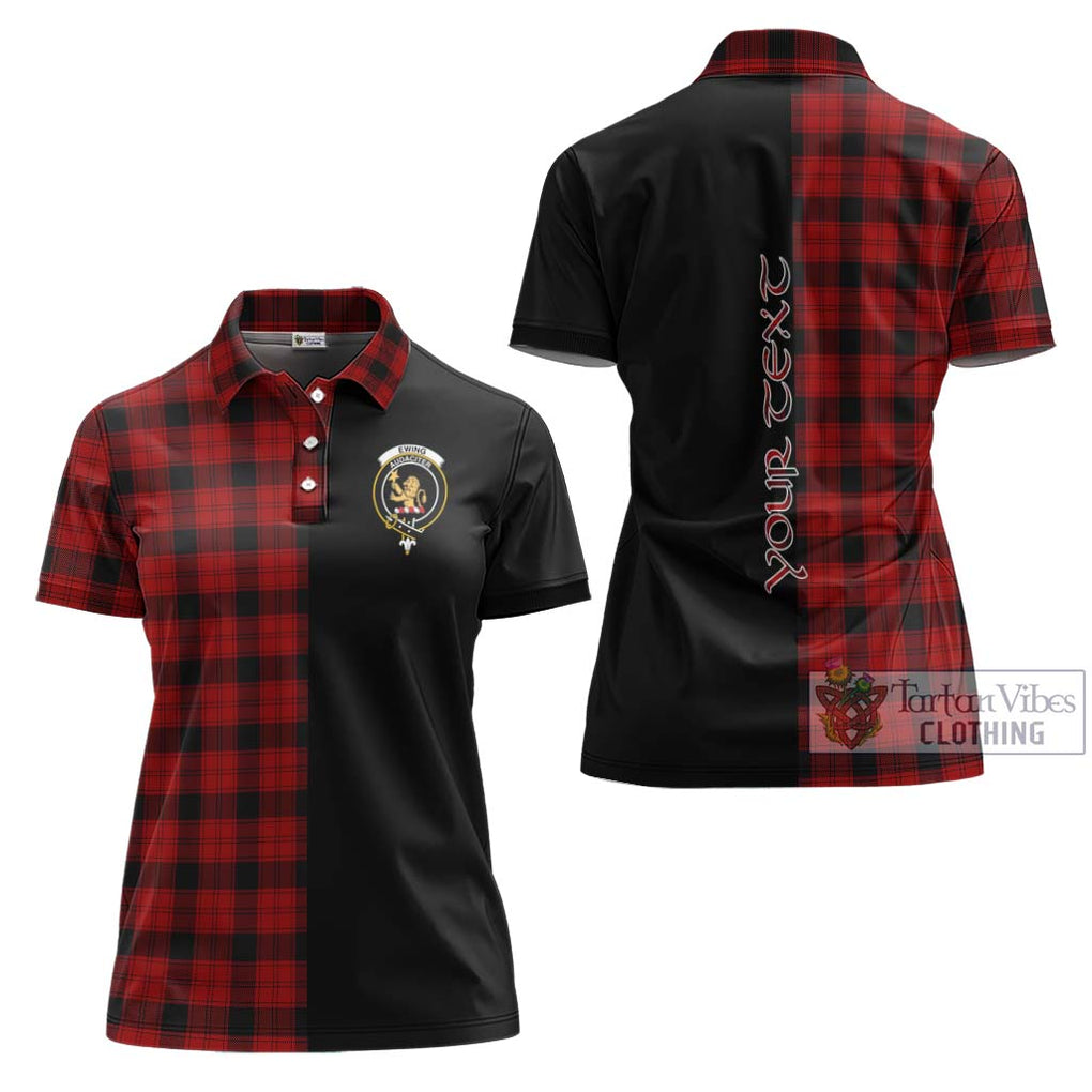 Ewing Tartan Women's Polo Shirt with Family Crest and Half Of Me Style Women - Tartanvibesclothing Shop