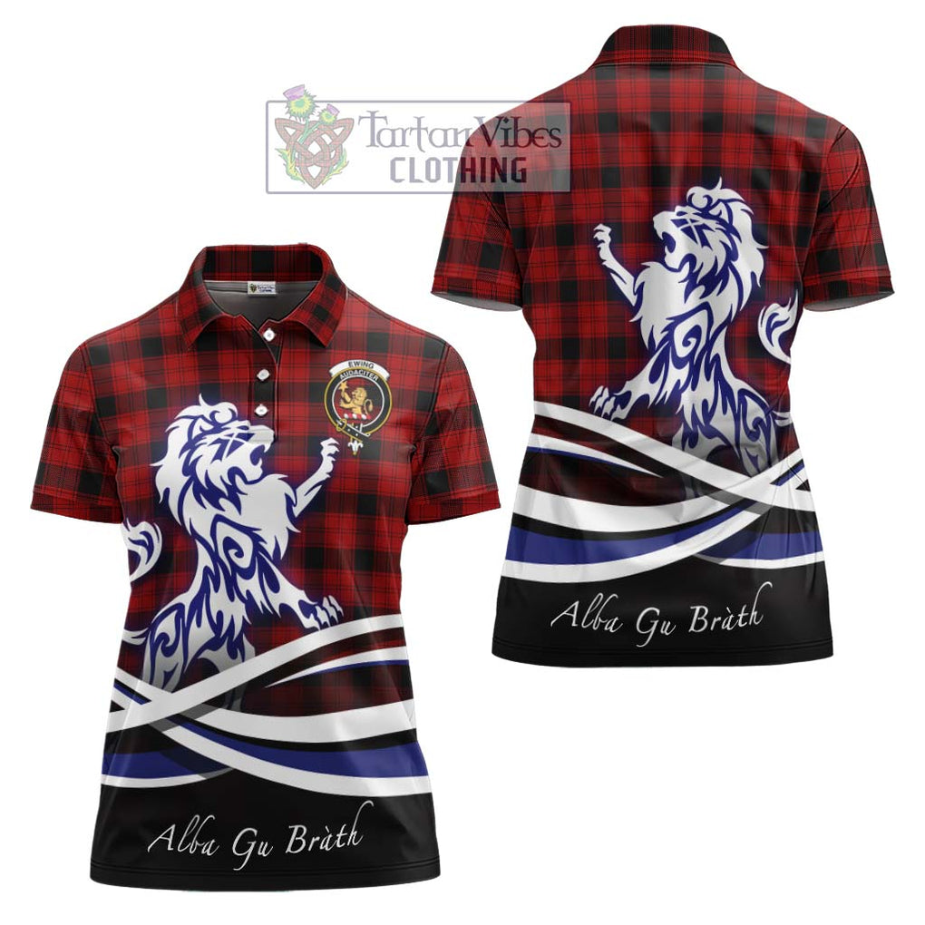 Ewing Tartan Women's Polo Shirt with Alba Gu Brath Regal Lion Emblem Women - Tartanvibesclothing Shop