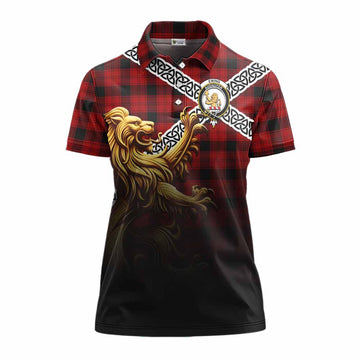 Ewing Crest Tartan Women's Polo Shirt with Golden Lion Emblem Celtic Style Women - Tartan Vibes Clothing