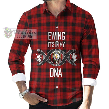 Ewing Tartan Long Sleeve Button Shirt with Family Crest DNA In Me Style