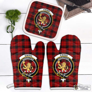 Ewing Tartan Combo Oven Mitt & Pot-Holder with Family Crest