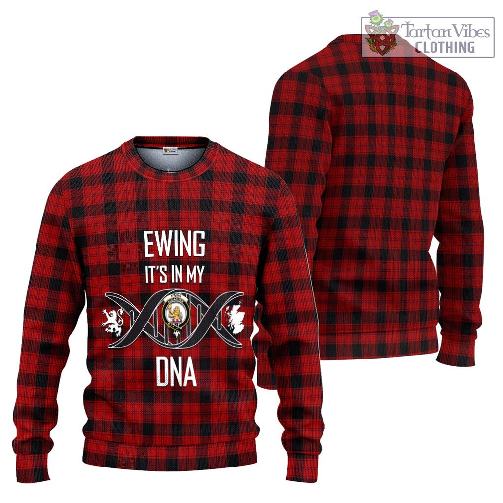 Ewing Tartan Ugly Sweater with Family Crest DNA In Me Style Unisex - Tartan Vibes Clothing